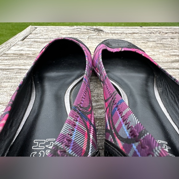 Pink Purple And Black Plaid Sequined Coach Flats Size 7 - Picture 6 of 6